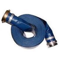 Made in U.S.A.  Coupled M x F  Designed for maximum efficiency and durability, our PVC Lay-Flat Blue Discharge Hose is a must-have for any industrial or agricultural setting. This discharge hose is made from reinforced PVC and is resistant to oils, chemicals, and mildew. With alternative fittings available, you can customize your hose to fit your specific needs.  Contact us for alternative lengths.
